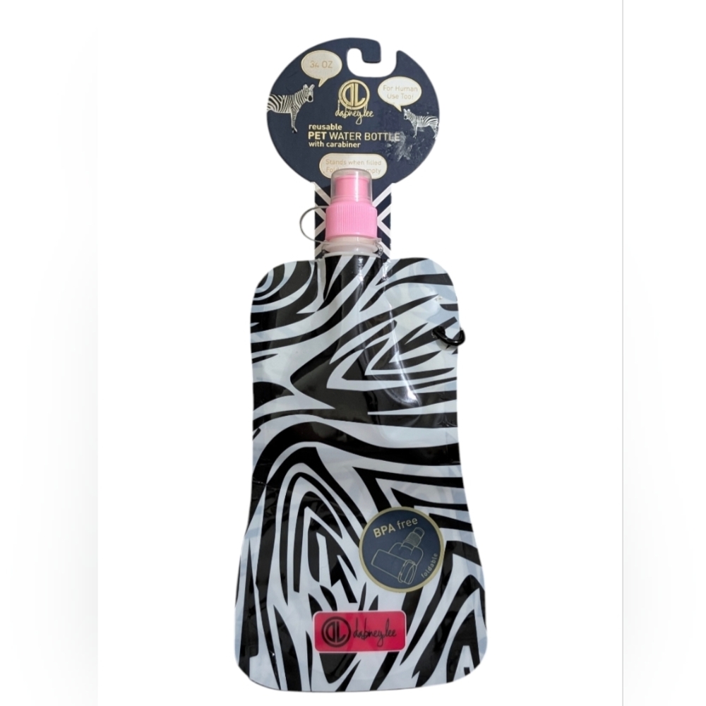 Chic Zebra Print Pet Water Bottle 34oz